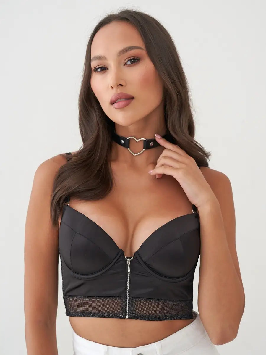 Luna | Choker z sercem | Czarny